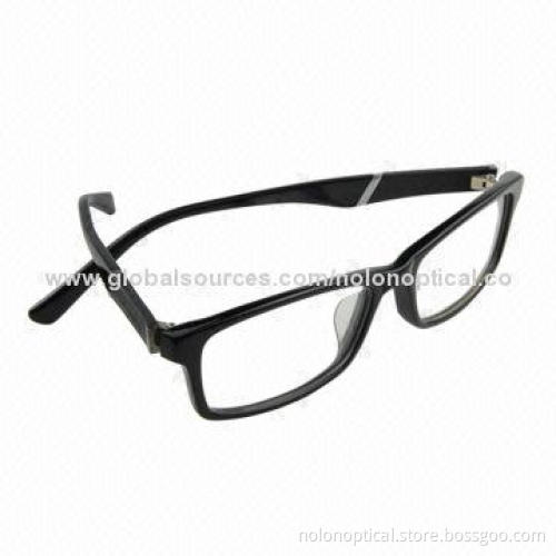 Acetate Thin Black Optical Frame with Italy Material for Men, Demo Lens